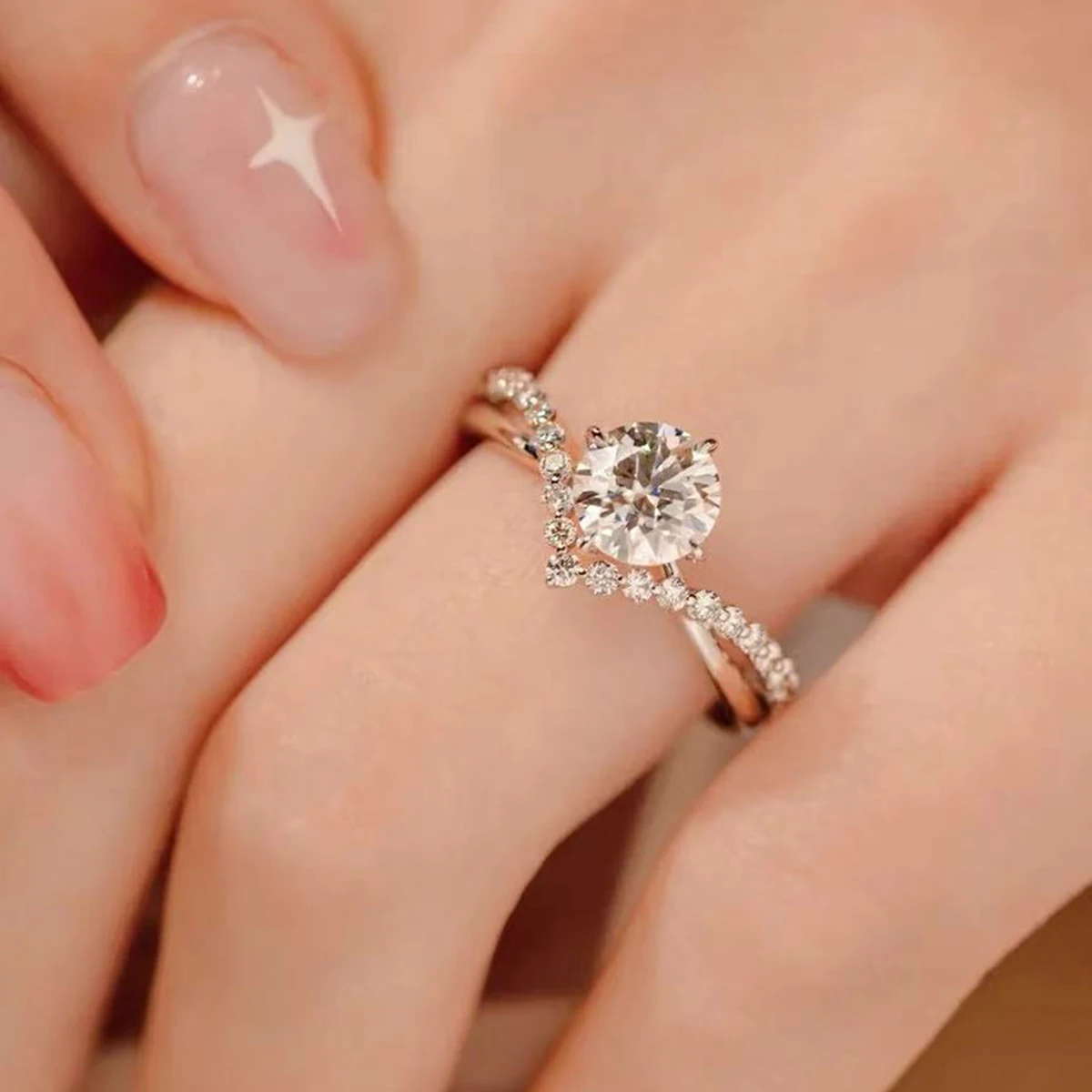 TEN CARATS 1CT Moissanite Ring for Women S925 Pure Silver VVS1 Laboratory Cultivated Diamond Engagement  Wedding Jewelry GRA