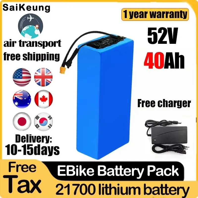 

52V Ebike Elektrische Fiets Accu Akku 20ah 25ah 30ah 35ah 40ah 50ah batterij Krachtige Bafang 1000W 2000W 21700 Lithium Batterij