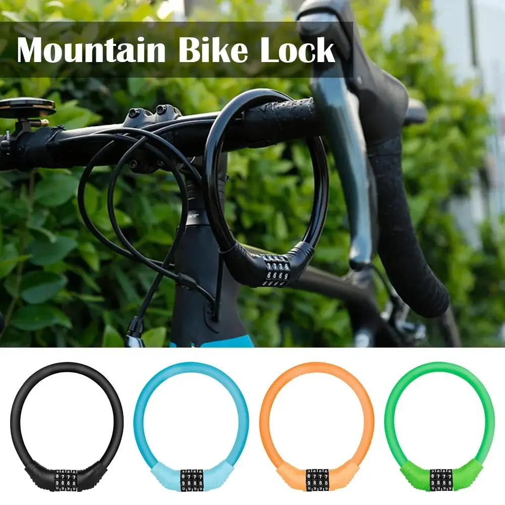 1PC High-Security 4-Digit Bike Lock - Reinforced Steel Cable for Bikes/Scooters/Motorcycles - Easy-to-Remember Combination