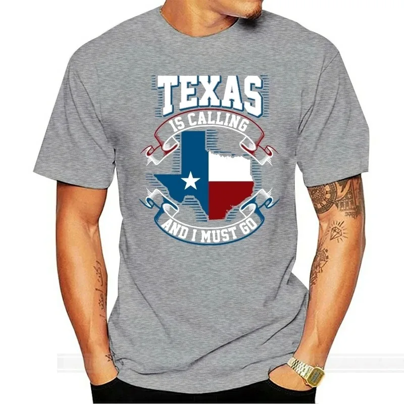 2024   New Texas Is Calling And I Must Go Flag Black T-Shirt S-3Xl Usa Size Em1 Summer O Neck Tops Tee Shirt