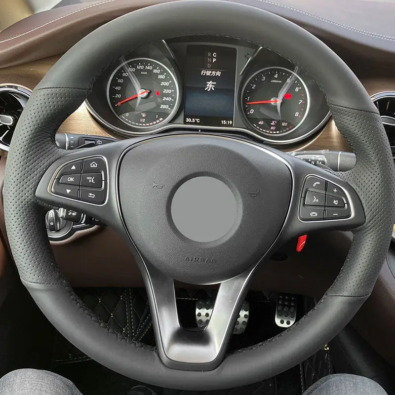 

Car Steering Wheel Cover Leather Trim For Mercedes Benz W176 W246 W205 C117 C218 X218 W213 X156 X253 W166 X166 W447 (O shape)