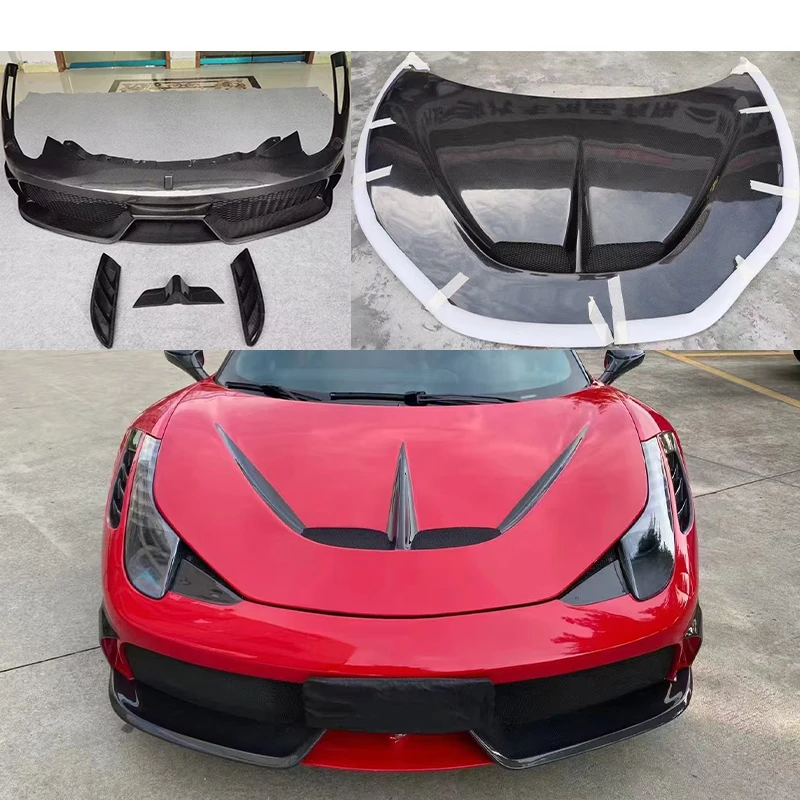Car Modification Upgrade SP Carbon Fiber Body Kit Front Bumper Engine Hood for Suitable 2011-2016 458