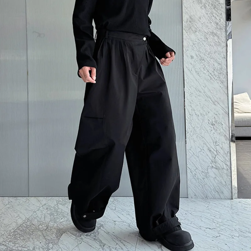 IEFB Designers Personalized Pleated Men Overalls Threedimensional Wide Leg Pants Oversize 2024 Summer New Fashion Trend 9C5963