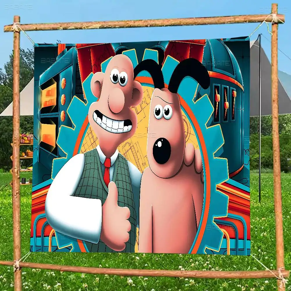 Cartoon W-Wallace and G-Gromit Retro Flags Multiple Choice Living Studio Booth Interior Decoration Banner