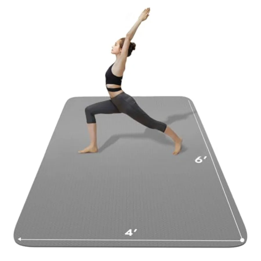

Коврик для йоги FrenzyBird Large Yoga Mat 6'x 4' (183 см x 122 см) из TPE, нескользящий, толстый, для йоги, пилатеса, тренировок в зале, на полу, сверхширокий, 1 шт.
