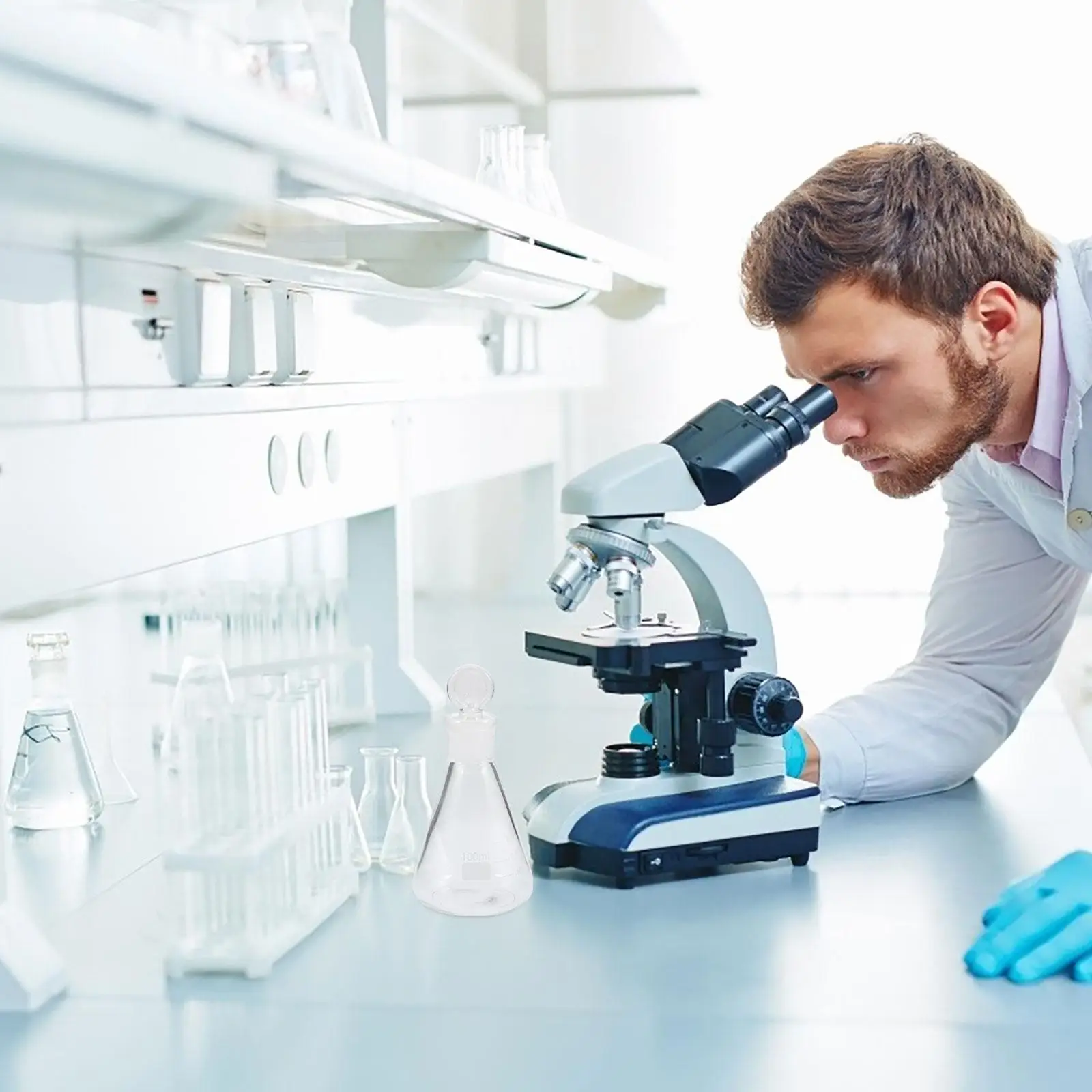 Erlenmeyer Flask with Stopper Chemistry Glassware Plug Lab Flasks Travel Laboratory