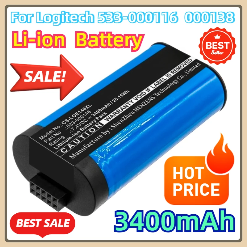 For Logitech 533-000116  000138 UE MegaBoom  S-00147 Capacity 3400mAh 25.16Wh   Li-ion  7.40V Speaker Battery