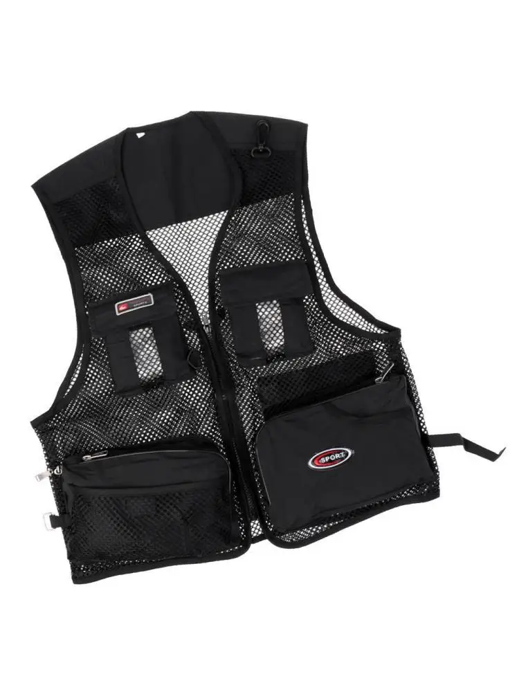 Multi Pocket Breathable Mesh Vest Zip Jacket Summer Lightweight Waistcoat for Men Fishing Photography