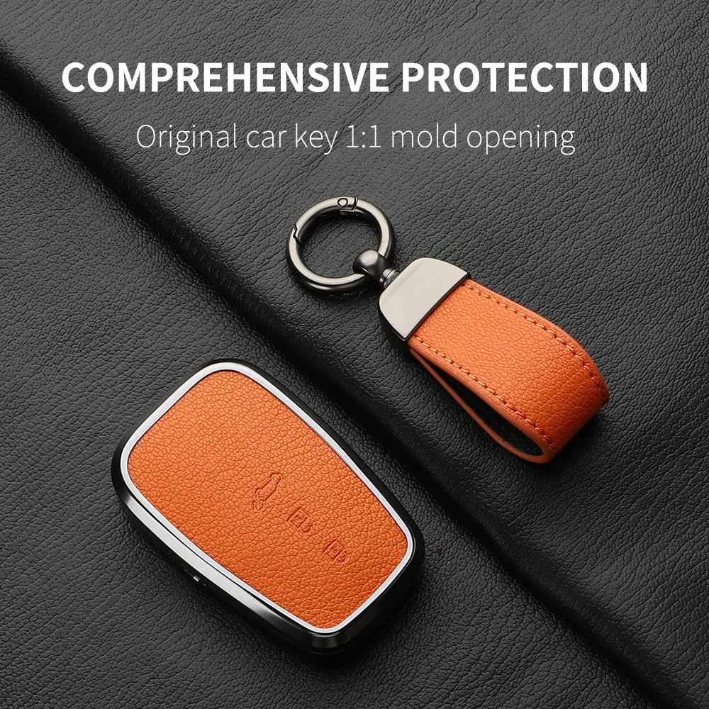 Goatskin Car Key Case Cover For Toyota Land Cruiser 200 Prado Crown TLK 200 Yaris Cross Hilux Innova Rav4 Fortuner Camry 55 50