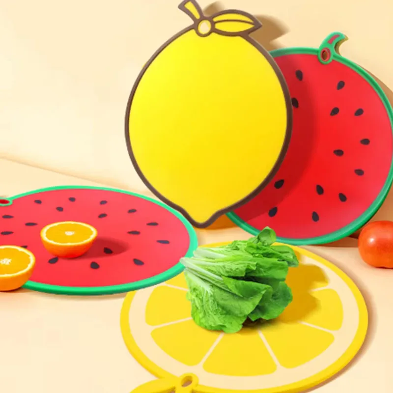 

1pc Cartoon Fruit Watermelon Lemon Shaped Vegetable Board Plastic Cutting Board Safe Household Kitchen Picnic Tools Cookware