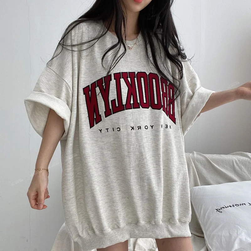 Letter Printing Oversized T-shirts Summer New Thin O-Neck Loose Short Sleeve All-match Tops Tees Casual Fashion Women Clothing