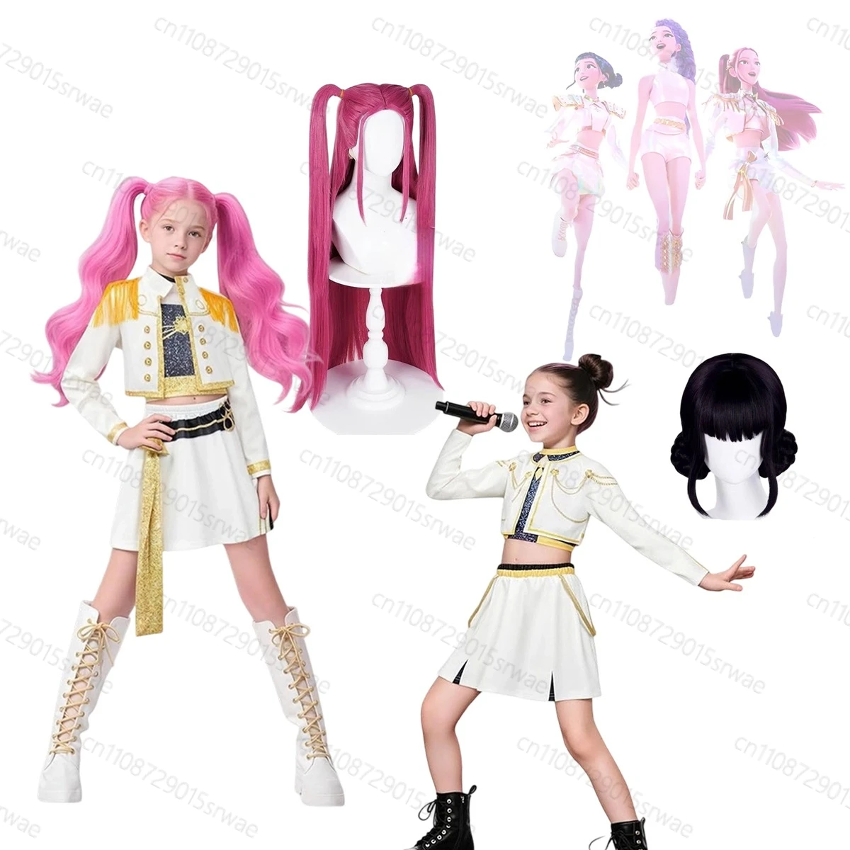 

KPop Demon Hunters Zoey Mira New Size Available Cartoon Carnival Performance Clothes Golden Suit Children's Cosplay Costume