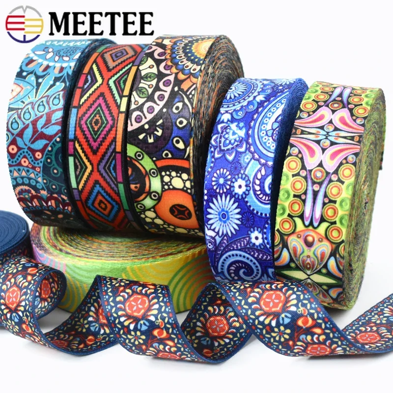 

2/5/10M 38/50mm Boho Printed Ribbon Nylon Webbing Tapes for Bag Strap Handbag Handle Belt Bias Band DIY Craft Sewing Material