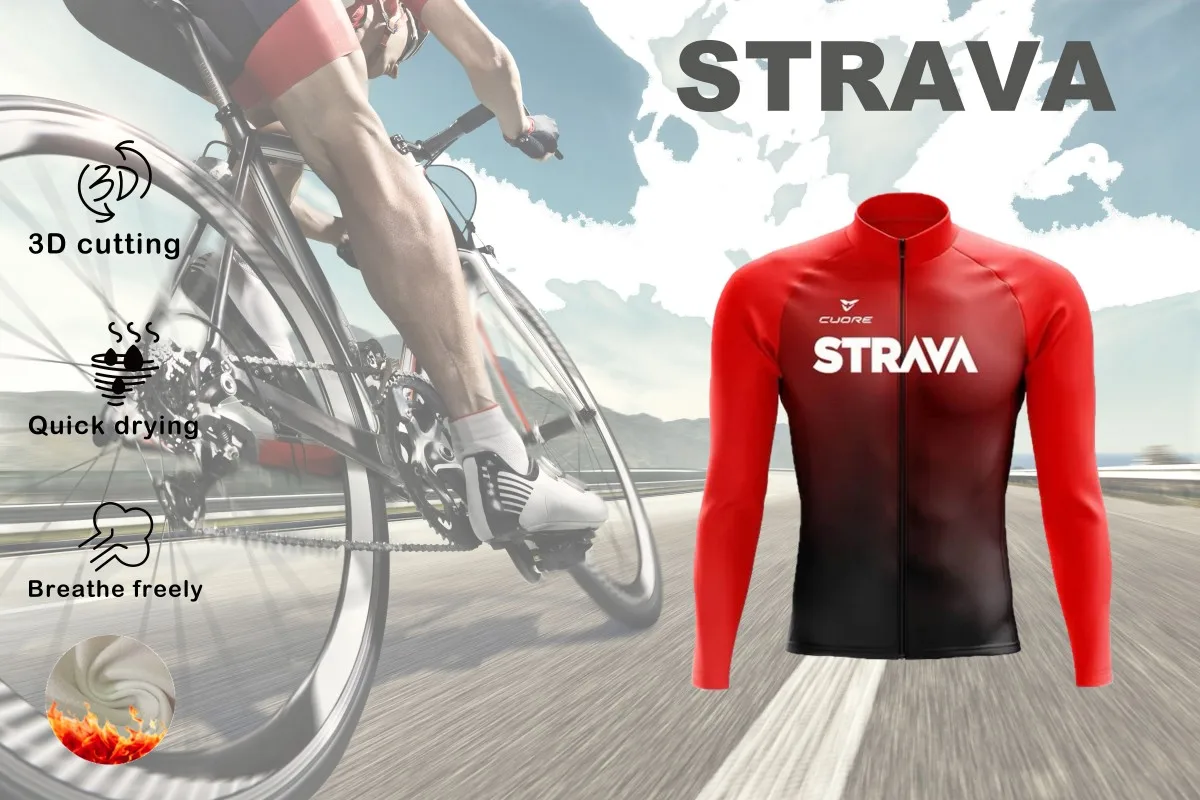 Strava Cycling Men\'s Winter Long Sleeve Bib Suit Warm Cycling Jacket Jersey Mountain Road Bike Christmas Thanksgiving Gifts