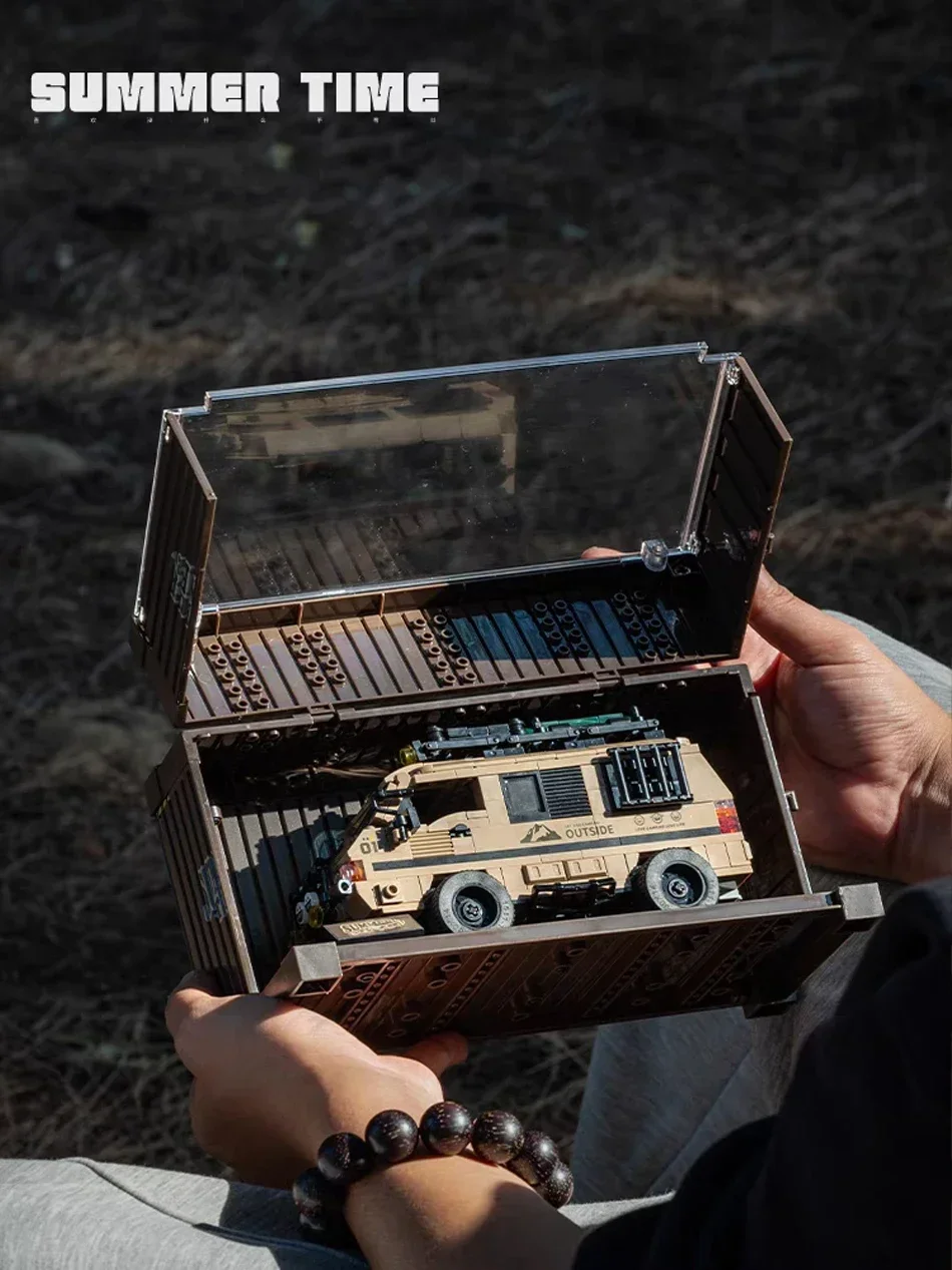 489 pçs pb8823 moc cidade off-road camper van modelo blocos de construção rv veículo carro caminhão tijolos com caixa de exibição garagem brinquedos presente