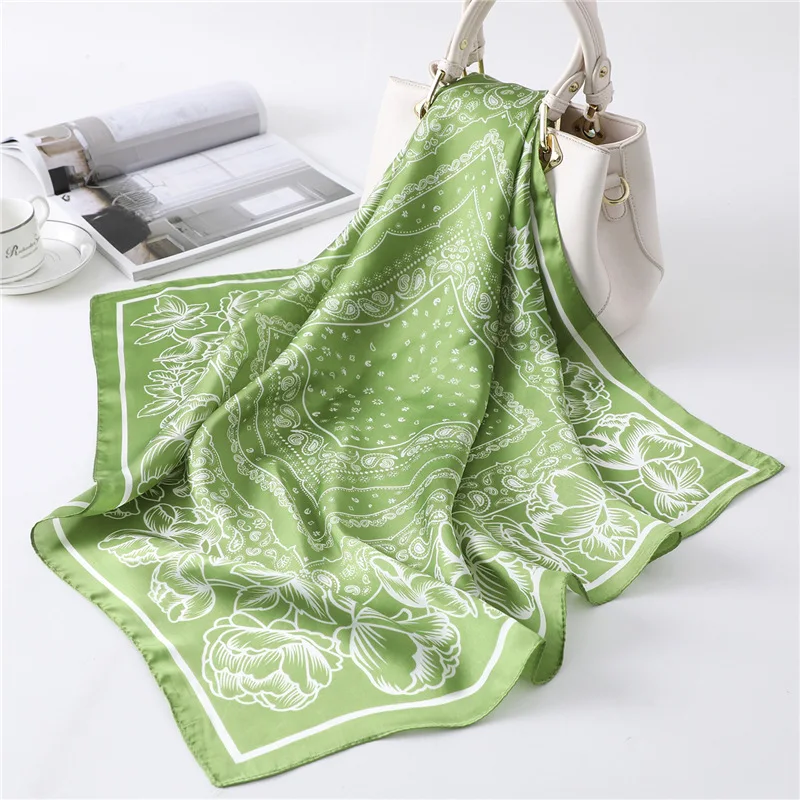 Fashion Print Silk Hairbands Scarf Women 2024 Spring New Elagant Floral Bandana Neck Kerchief Head Bands Foulard Female Scarfs