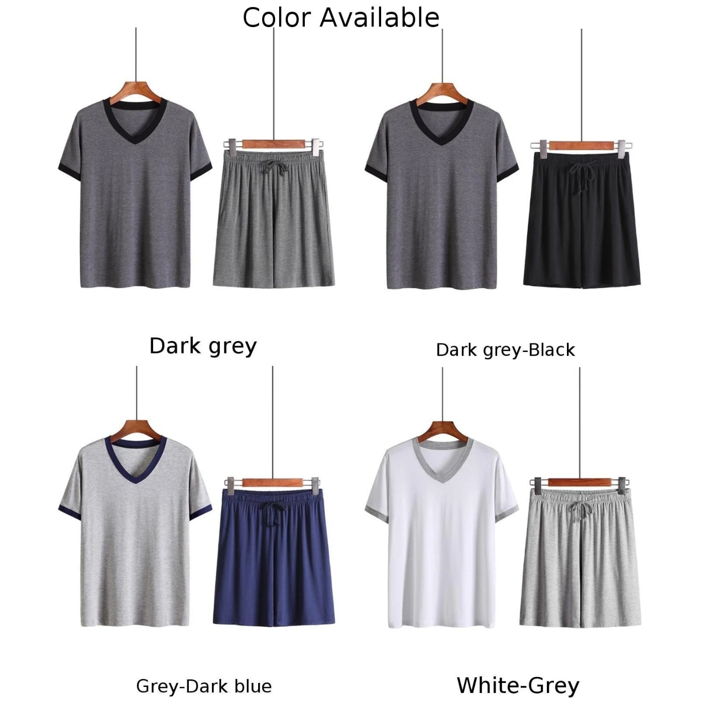 Men Modal Short Sleeve T-shirt Shorts Pajamas Homewear Cold Feeling Thin Set Soft Sleep Summer Men's Sportswear Fitness Clothes