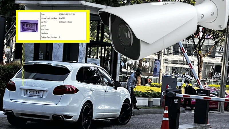 Wbudowana kamera IR z noktowizorem, rozpoznawaniem tablic rejestracyjnych (ANPR), czujnik CMOS, opcje przechowywania danych: karta pamięci, karta SD, chmura.