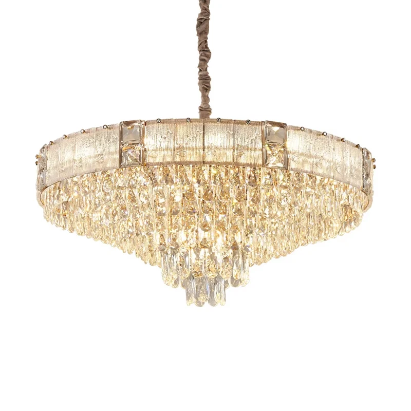 

Classical Crystal LED Pendant Lights High Ceiling Lustres High-end Hanging Lamp Cottage Home Decoration for Living Room Decor