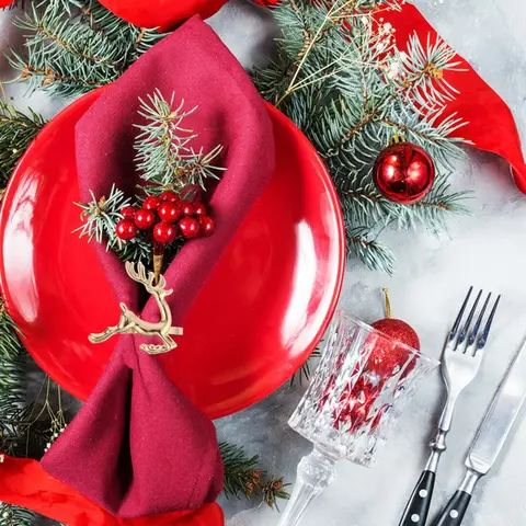 6Pcs Christmas Napkin Rings Elk Reindeer Metal Buckle Holiday Dinner Party Table Setting Reindeer Napkin Rings
