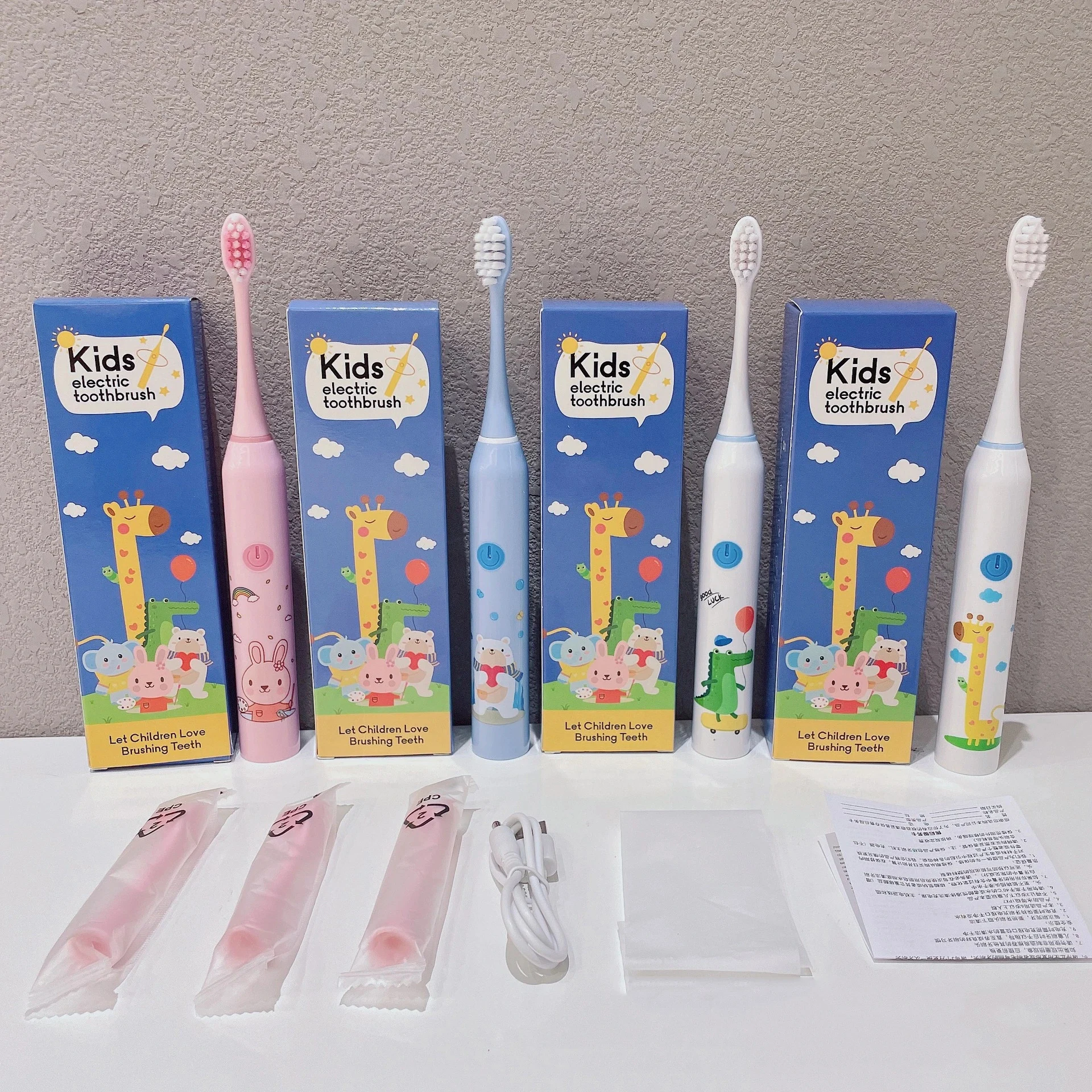 Child's Sonic Electric Toothbrush USB Charging Ultrasonic Clean With Replacing brush head Cartoon Lovely Children's brush Kid's