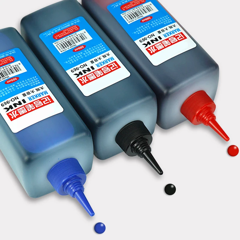 1 Box 500ml Permanent Marker Ink,Oily,Quick-Drying,Waterproof And Non-Fading,Non-Erasable 3 Colors Marker Ink Filler Liquid