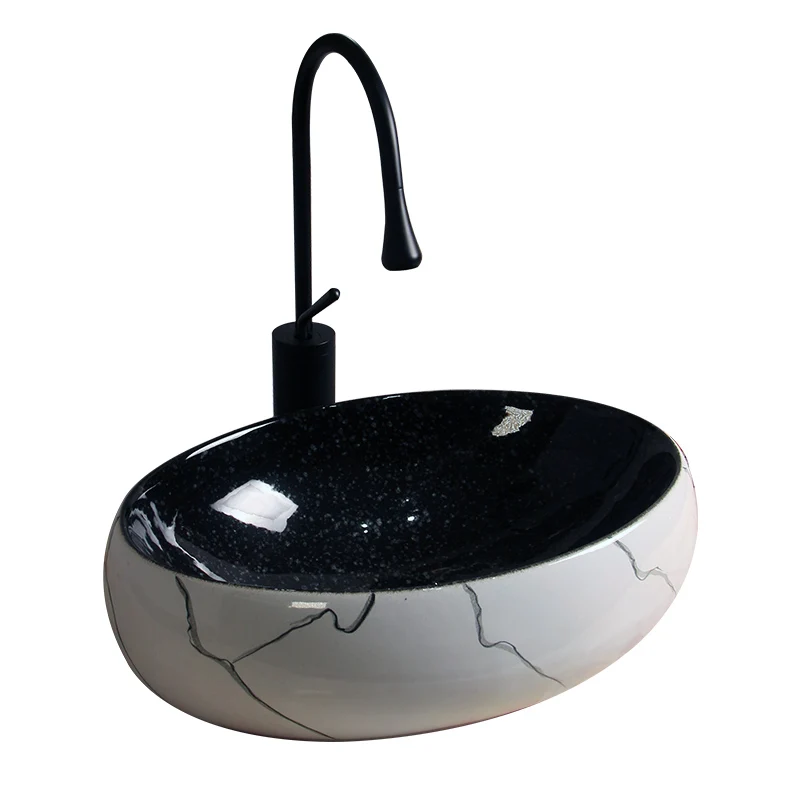 

Stone pattern table basin oval wash basin balcony bathroom creative art basin household