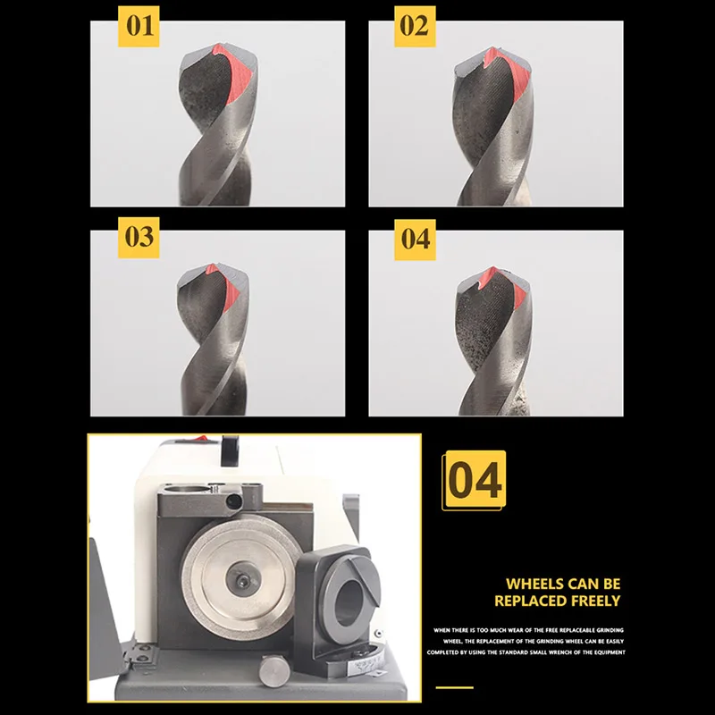 Drill Bit Grinder 220V Drill Sharpener Machine Drill Grinding Machine with CBN or SDC Wheel Easier Operation