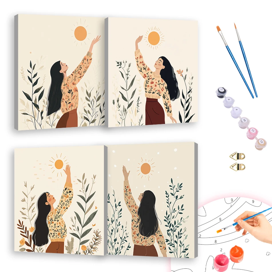 

RUOPOTY Diy Painting By Numbers For Beginner monkey 20x20cm With Frame Watercolor Crafts Drawing Canvas Artwork Set Home Decor