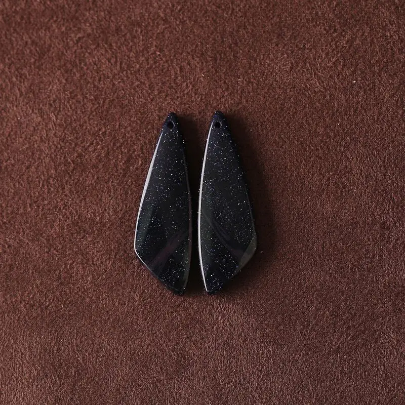 

B&F Blue Goldstone Handmade Earrings Natural Stones Jewelry Making Beads 39x13x4mm 6g for Crafting