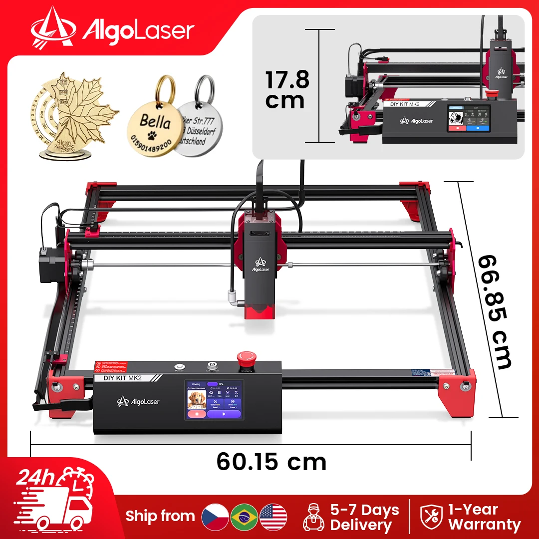 AlgoLaser DIYKIT MK2 5W/20W Laser Engraver with 3.5” Touch Screen App Control for Metal MDF Offline DIY Engraving Tool
