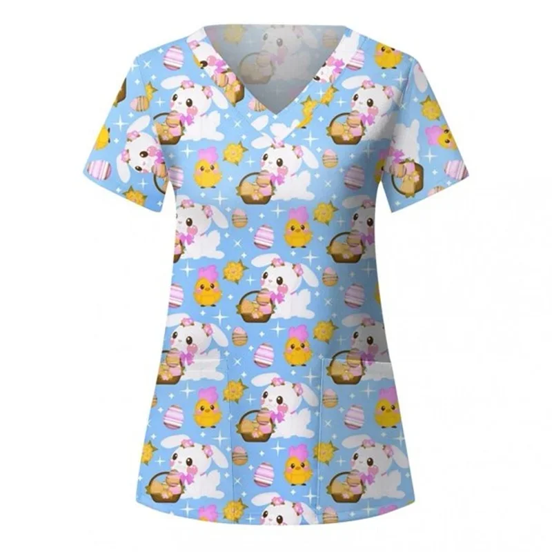 Summer Short-Sleeve Shirt for Pet Clinic and Dental Clinic Staff Women's Clinical Medical Workwear