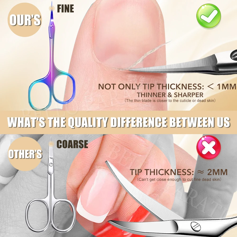 กรรไกรตัดหนังกำพร้า 1 ชิ้น ใบมีดโค้งละเอียดพิเศษ กรรไกรตัดเล็บปลายแหลม กรรไกรตัดขนคิ้ว ขนตา ผิวแห้ง กรรไกรขนาดเล็ก