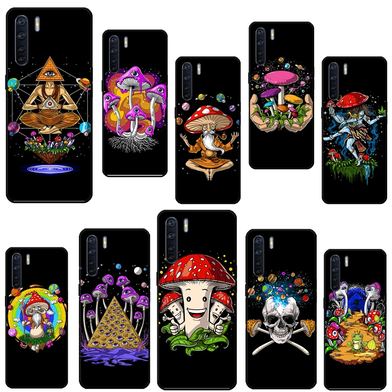 Psychedelic Magic Mushroom Case For OPPO A96 A76 A16 A94 A74 A54 A77 A17 A16 A52 A72 A91 A93 A5 A9 A31 A53 A57s Cover