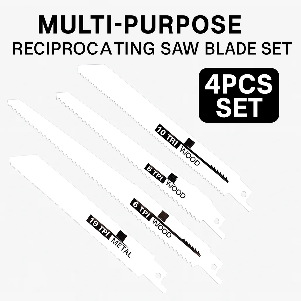 4pcs Reciprocating Saw Blade, Universal Wood and Metal Cutting, Coarse and Fine Teeth, DIY and Professional Use, Durable Tools