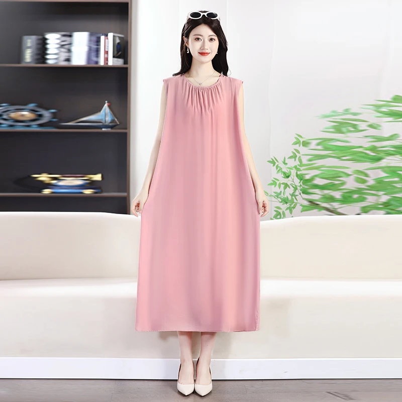 

Летний однотонный пляжный хлопковый шелковый жилет с длинным рукавом, свободная праздничная утягивающая юбка, французский женский миди Dr