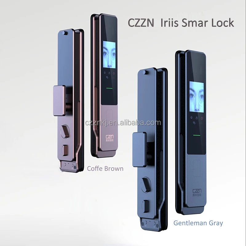 High Security Smart Home Security WiFi Memory Card Iris Recognition Smart Door Lock with Password Key ID Card Unlock Modes