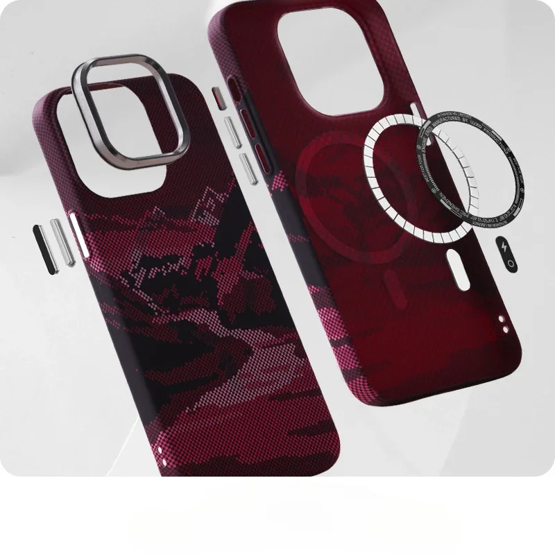 Abstract Landscape Relief for MagSafe Phone Case for iPhone 16 15 14 Pro Max 17 Wireless Charge Alloy Lens Shield Hard PC Cover