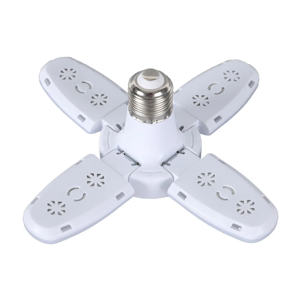 E27 Складная светодиодная лампа в форме вентилятора 28 Вт AC85-265V Деформация для дома Потолочные светильники Склад и гараж Белый свет Лампа 6500K