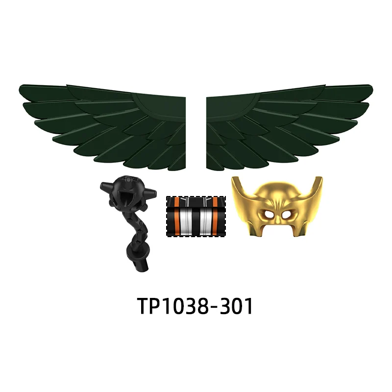 Ailes noires noires, couteau à bâton, figurines d'action, armes, pantalons, pièces de cheveux, blocs de modèles, briques MOC, ensemble cadeaux, jouets TP1038