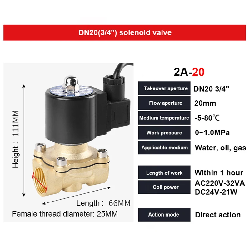 2" Messing Unterwasser Magnetventil Brunnen Magnetventil Wasserventil 220V 12V 24V – Detail 10
