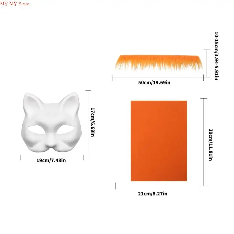 N1HE Therians Mặt nạ đặt lông thú, lưới mắt, tấm vải DIY Cá DIY Mèo Mask để sơn trang bị mặt nạ động vật cho Halloween Cosplay
