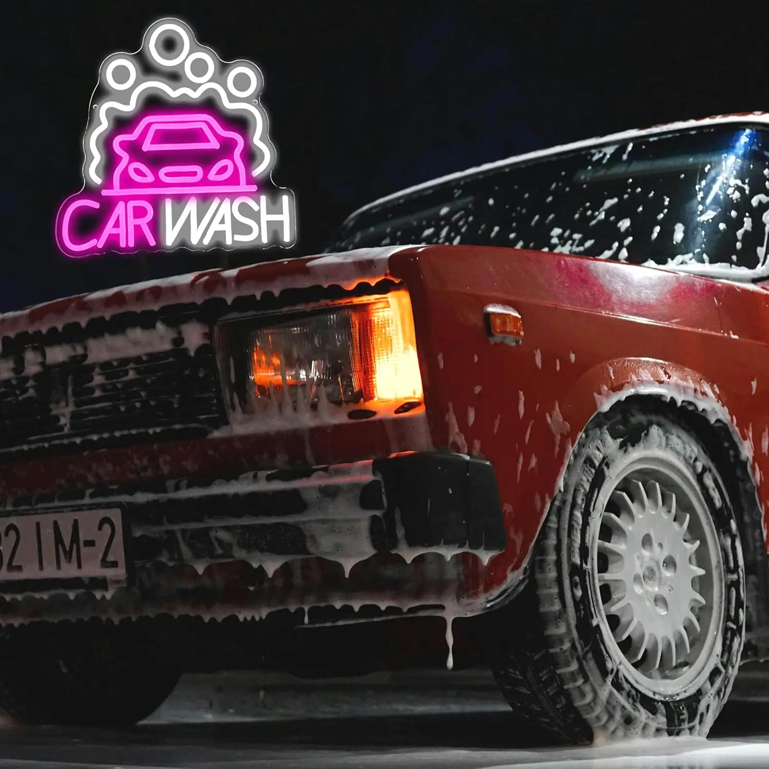 Car Wash Neon Sign Sedan LED Neon Light USB Dimmable for Party Gas Station Service Area Auto Repair Shop Car Show Wall Decor