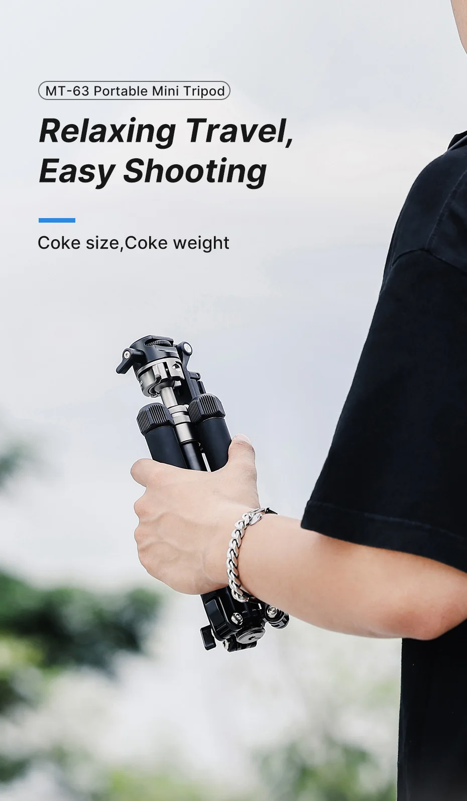 Ulanzi MT-63 26 cm tragbares Mini-Stativ mit 360 ° Horizontaler und vertikaler Panoramakopf für Smartphones-Kameras – Detail 1