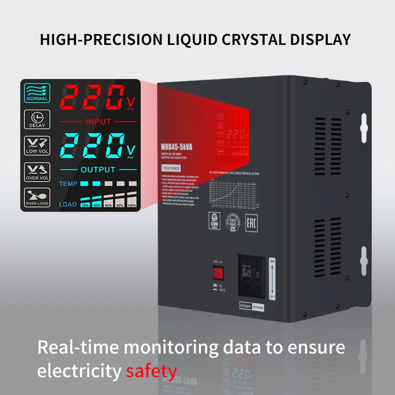 Arrived  Input 45-280V 10KW Single Phase 220V AC Automatic Low Voltage Regulators Hanging Wall-mounted Relay Stabilizer AVR view 3