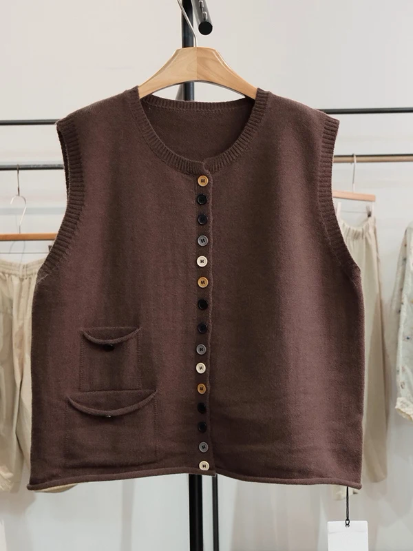 خريف شتاء جديد حجم كبير المرأة الجولة Ne زر واحد طبقات عادية محبوك سترة علوية Faionable فضفاضة تناسب