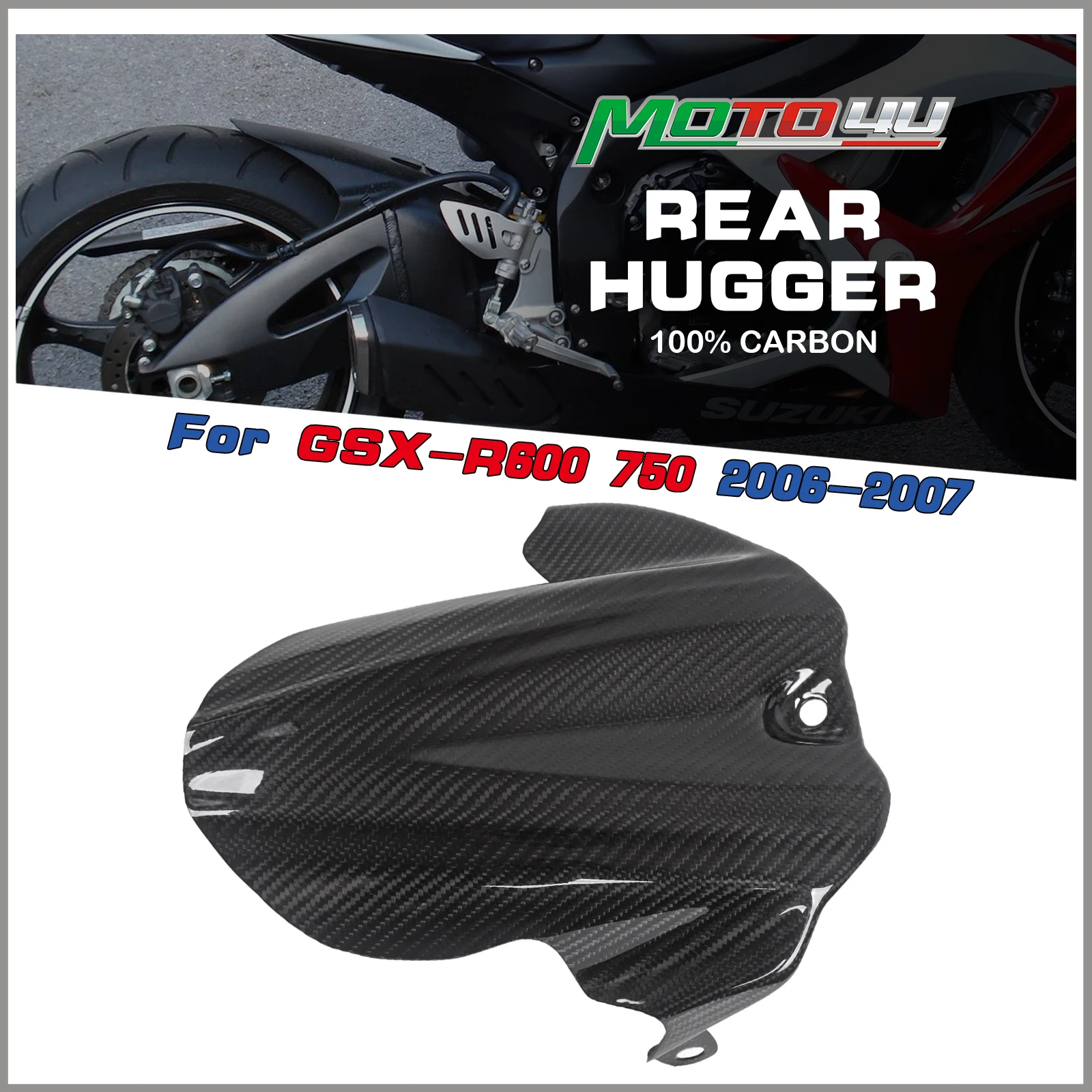 

For Suzuki GSX-R600 GSXR600 GSXR750 2006 2007 2008 2009 2010 100% Carbon Fiber Rear Hugger Motorcycle Fairing Fender