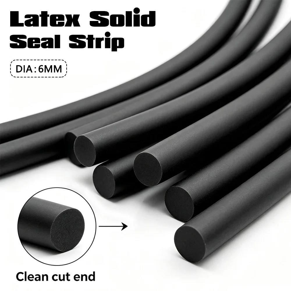 Solid Black Natural Latex Round Strip Diameter 6mm High-Elasticity Rubber Cord Strength Slingshot Elastic Band DIY