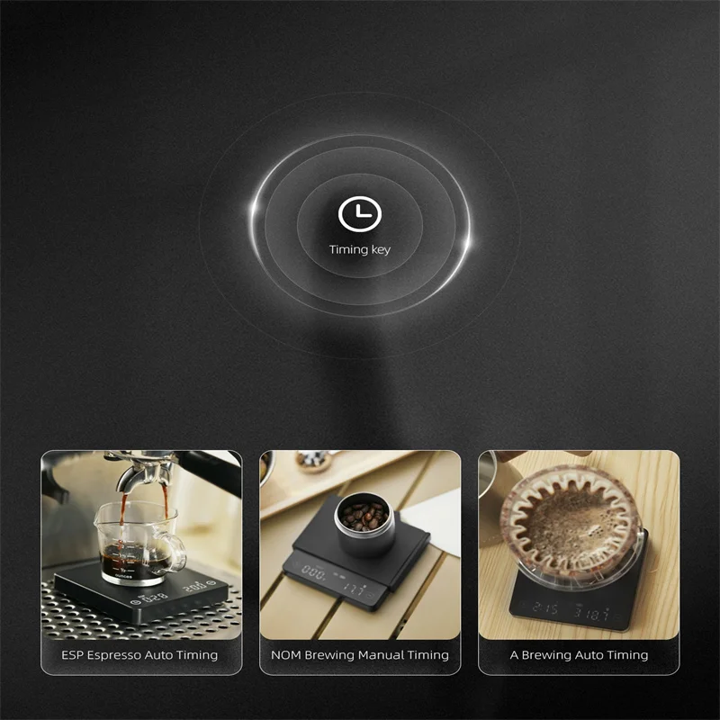 Portable Tiny2S Digital Coffee Scale Weight Timer USB Charging Espresso Scale Mini Smart Kitchen Scale with Storage Bag Gift