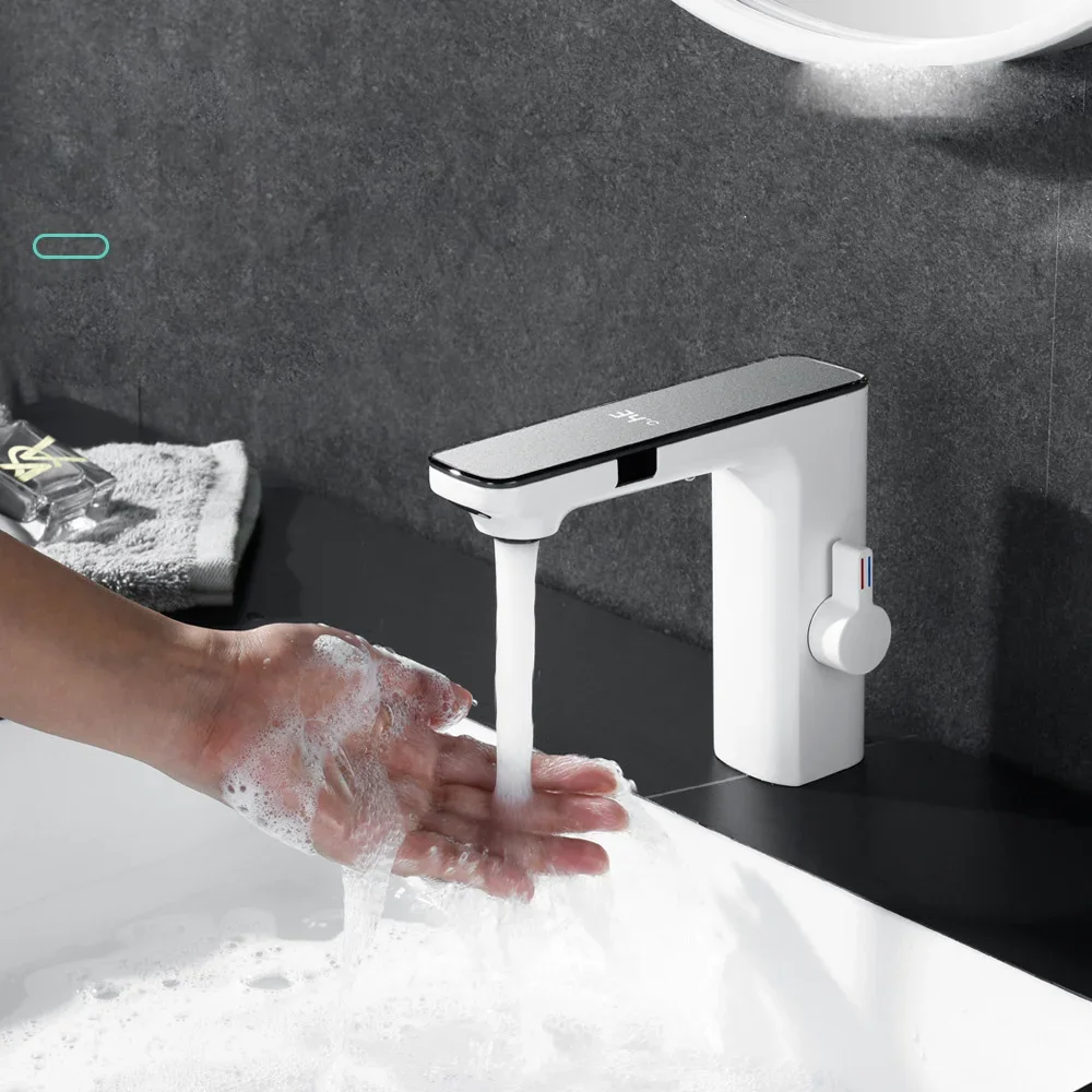 

Smart Sensor Bathroom Basin Faucet Cold Hot Water Mixer Brass Bathroom Sink Tub Tap Touchless Sensor Basin Faucet